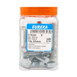 Set Scr&Nut Galv 10X60Mm Q.12