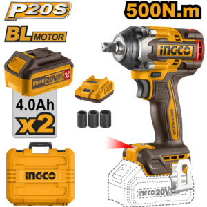 Ingco Imp Wrench 20V  B/Less (4Ahbat+Chrg)