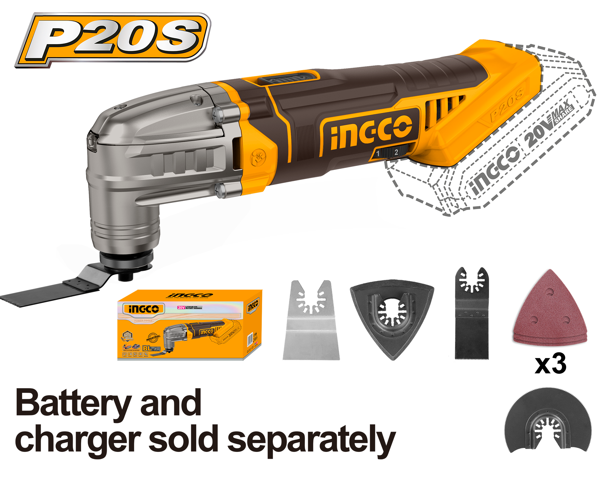 Ingco Multi-Tool 20V(Exl Bat&Chrg)