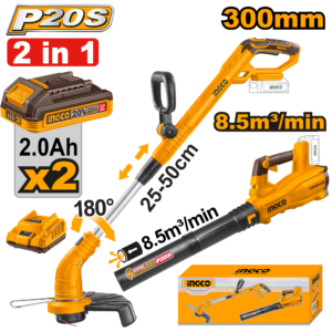 Ingco Trim+Blower (Inc 2 Bat+Chrg)