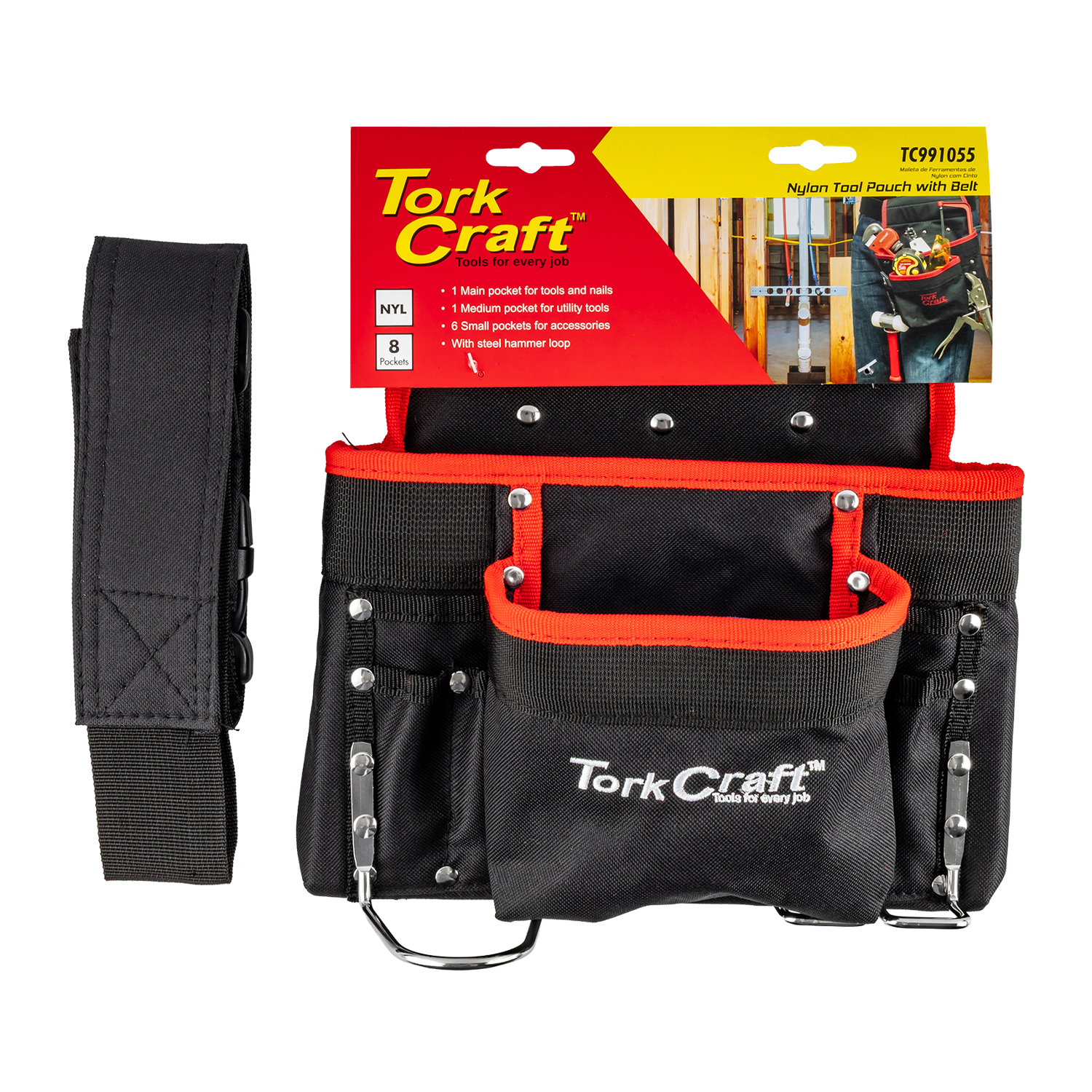 Tool Pouch With Belt 8 Pocket