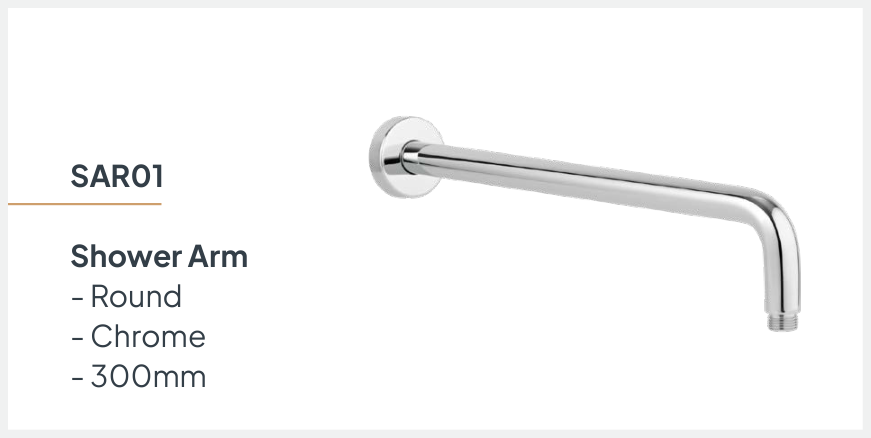 Shower Arm 300Mm Chr Rnd