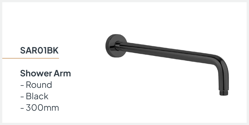 Shower Arm 400Bb Blk Rnd