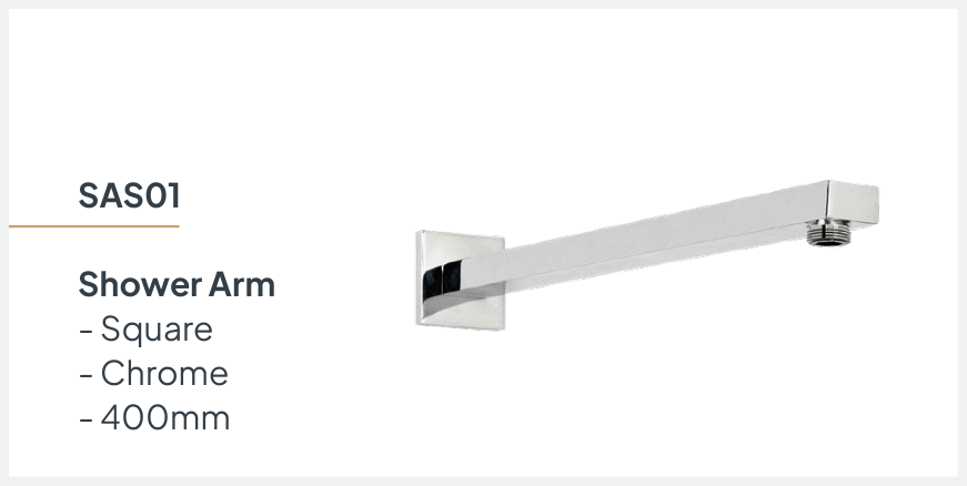 Shower Arm 400Mm Chr Sq