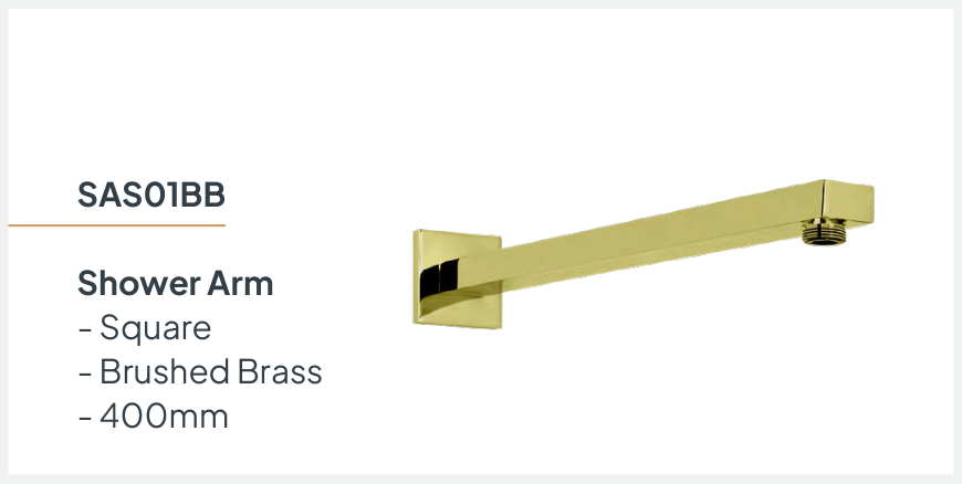Shower Arm 400 Brass Sq